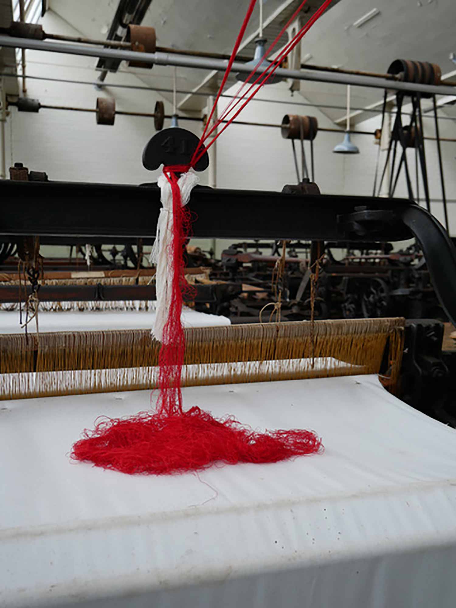 Brigid McLeer Collateral (installation views), Queen Street Mill, Burnley. British Textile Biennial 2021.<br />Credits: Huckleberry Films, Philippe Handford, and Brigid McLeer.